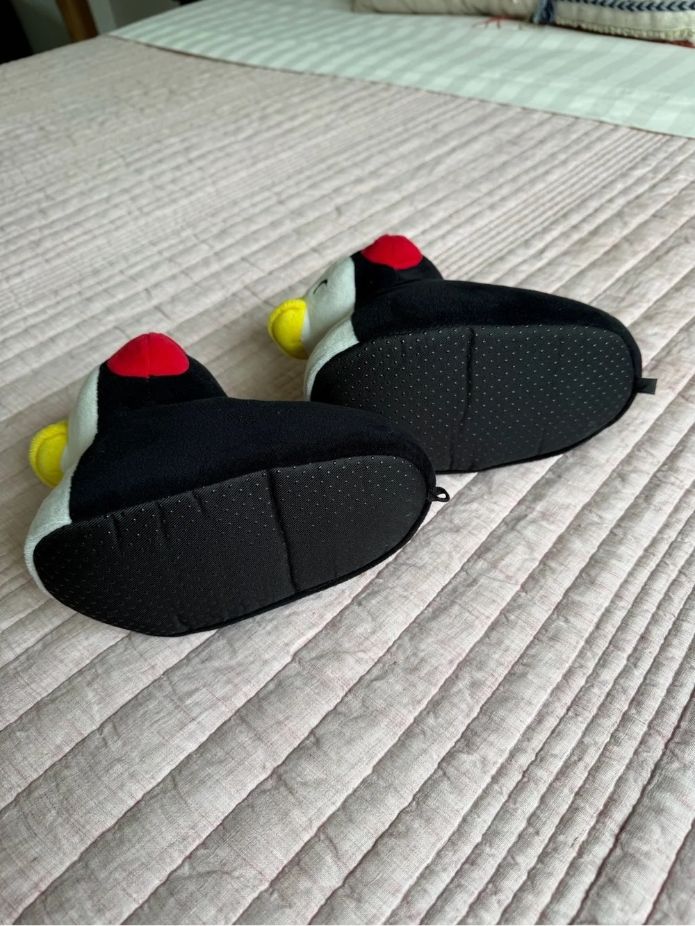 Black White Yellow Penguin Kids Slippers - Toddler 9-12